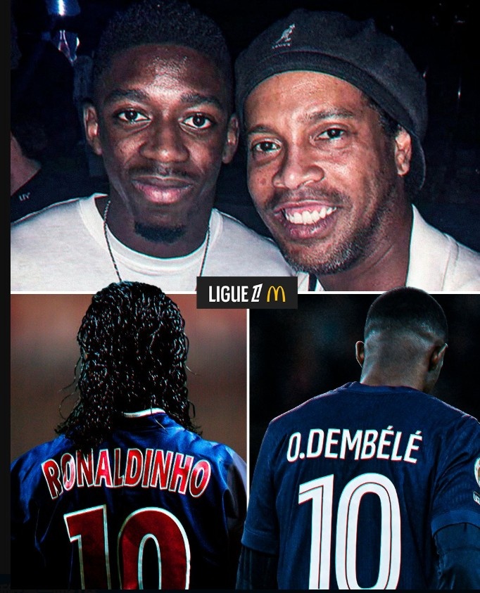 兩個金球獎得主？法甲官方曬登貝萊、小羅合照：巴黎的10號傳承