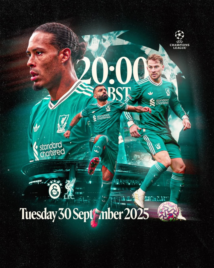 利物浦發布歐冠海報：薩拉赫、范迪克、麥卡利斯特出鏡